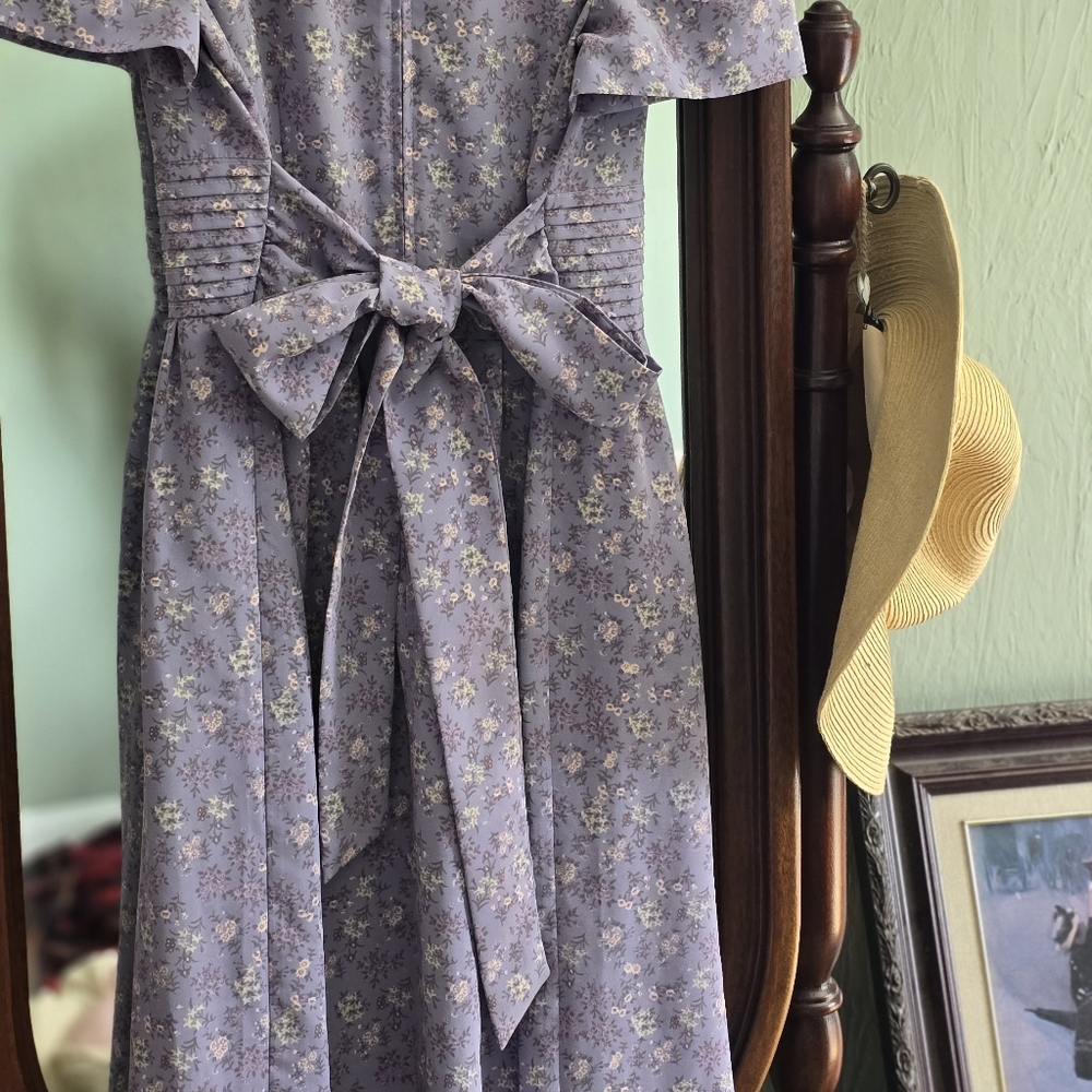 Darling Pintuck Purple Floral Vintage Dress